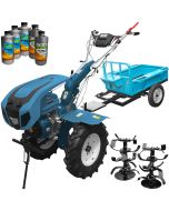 Pachet Motocultor profesional DKD HS 1100D 13 CP roti cauciuc freze reglabile 90-120cm remorca + Cadou 3l ulei transmisie + 1.5l ulei motor AgroPro
