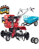 Motocultor profesional Loncin LC 1200 motor 8 cp 2+1 viteze latime lucru 115 cm freze capota cu far roti cauciuc remorca 4l ulei AgroPro