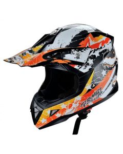 Casca moto ATV integrala Hecht 53915 design mozaic portocaliu marimea xl