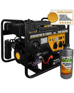 Pachet generator curent profesional AgroPro THOR GG 3400E 2.6 KVA 2 moduri de pornire AVR automat 7CP monofazat + Cadou 1l ulei motor AgroPro