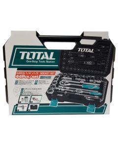 Trusa de chei tubulare 1/2 + 1/4 cu antrenor 44 piese Total Tools (Industrial)