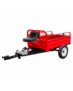 Remorca DKD 850 Premium capacitate max 850 kg roti 5.00-12" dimensiuni bena 160x100x45 cm obloane inaltate basculare scaun cu spatar din burete frana picior frana mana
