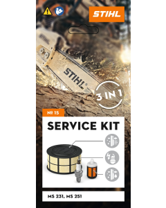 STIHL Kit Service 15 cu filtrul de aer cu fleece, bujie, filtrul de combustibil pentru MS 231 / MS 251
