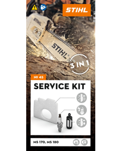 STIHL Kit Service 45 cu filtrul de aer din fleece, bujie, filtrul de combustibil pentru MS 170 / MS 180