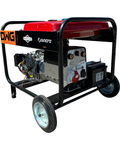 Generator pentru sudura Devax Motors DWG 220 TDC BT motor 13.5 CP benzina Briggs & Stratton 420 cmc rezervor 26L pornire electrica roti manere transport trifazat