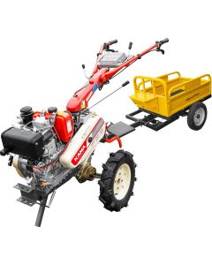 Motocultor Kama KDT 910CE diferential pornire electrica motor 9 CP Diesel 3+1 viteze roti cauciuc 4.00x10" + Remorca AgroPro REM 500
