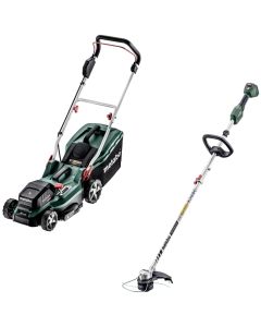 Pachet Masina de gazon METABO RM36-18 LTX BL36 cu 2 acumulatori LiPower 18V 5.2 Ah si 2 incarcatoare ASC55 Air Cooled + Trimmer METABO RTD 18 LTX BL30