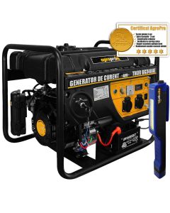 Pachet generator curent profesional AgroPro THOR GG 3400E 2.6 KVA 2 moduri de pornire AVR automat 7CP monofazat + Cadou Lanterna LED magnetica AgroPro