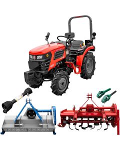 Tractor Rotakt Trident tractiune 4x4 motor 25CP diesel 3 cilindri capacitate cilindrica 1132 cmc CIV inclus + freza tractata latime lucru 120 cm + tocator vegetatie latime lucru 100 cm