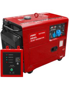 Generator curent Senci SC7500Q-ATS diesel putere max 6 kW rezervor 18 l autonomie 7.5 ore 230V AVR & ATS inclus