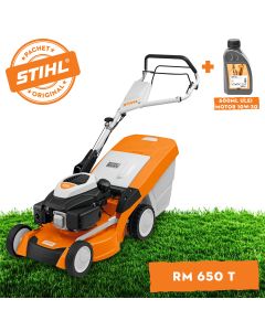 Masina pentru tuns gazonul STIHL RM 650 T autopropulsata latime taiere 48 cm cos 70 l 3.5 CP benzina + ulei motor 10W-30 0.6L